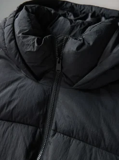Zwart - The Set Lange gewatteerde midi-jas met capuchon