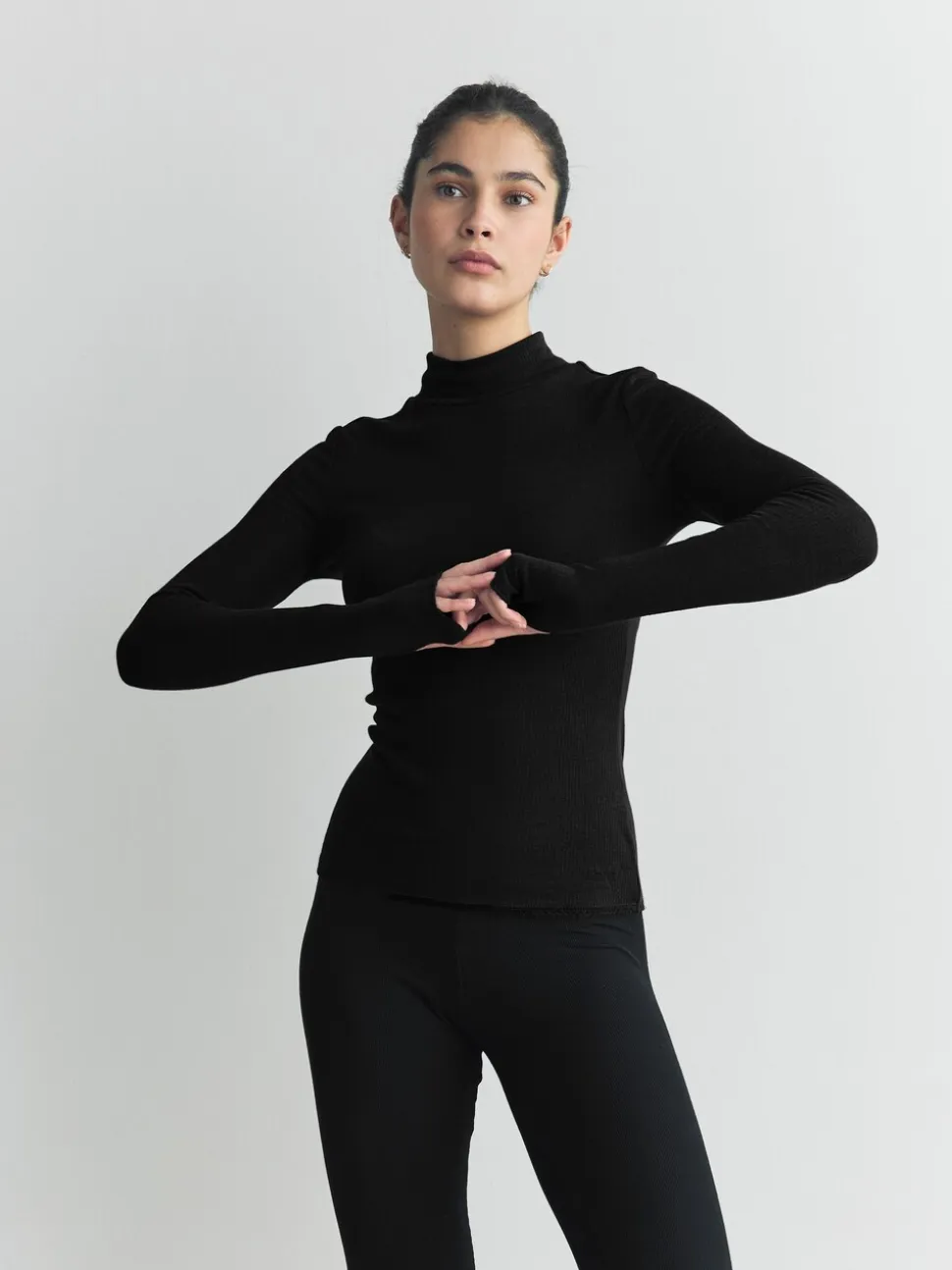 Zwart - Thermal Maximum Warmth Cosy Ribbed Roll Neck Top