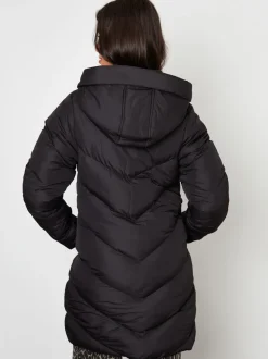 Zwart - Threadbare - Halflang gewatteerd jack met capuchon