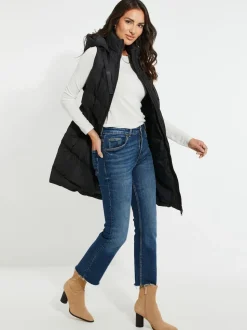 Zwart - Threadbare - Lange bodywarmer