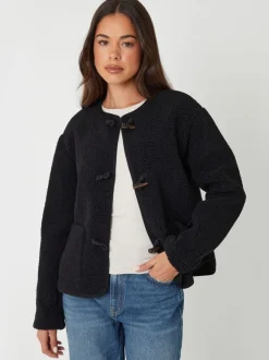 Zwart - Threadbare borg fleece Toggle jack