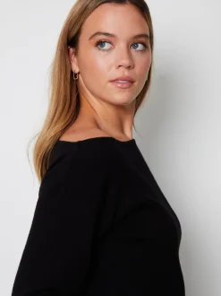 Zwart - Threadbare gebreide trui met boothals