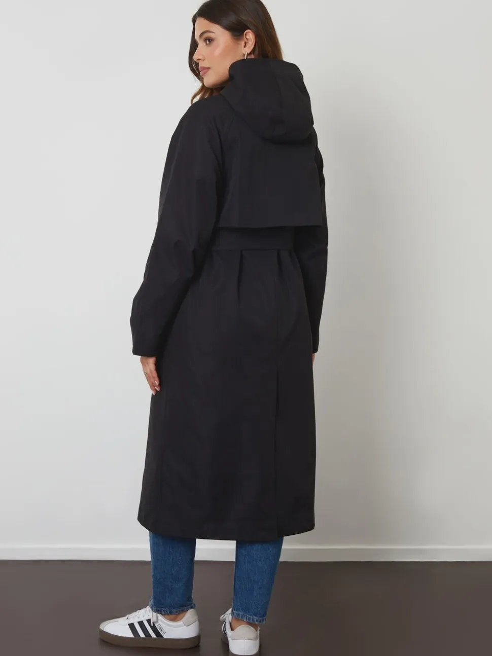 Zwart - Threadbare Longline Hooded Trench Coat