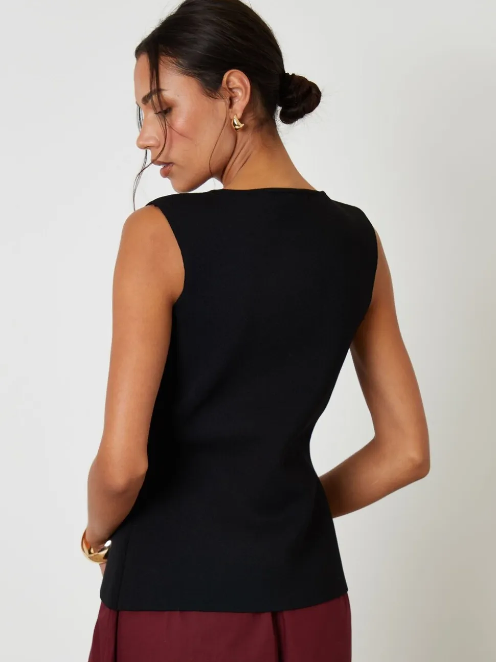 Zwart - Threadbare Ribbed Knitted Waistcoat