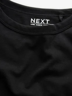 Zwart - T-shirt met lange mouwen en ronde hals
