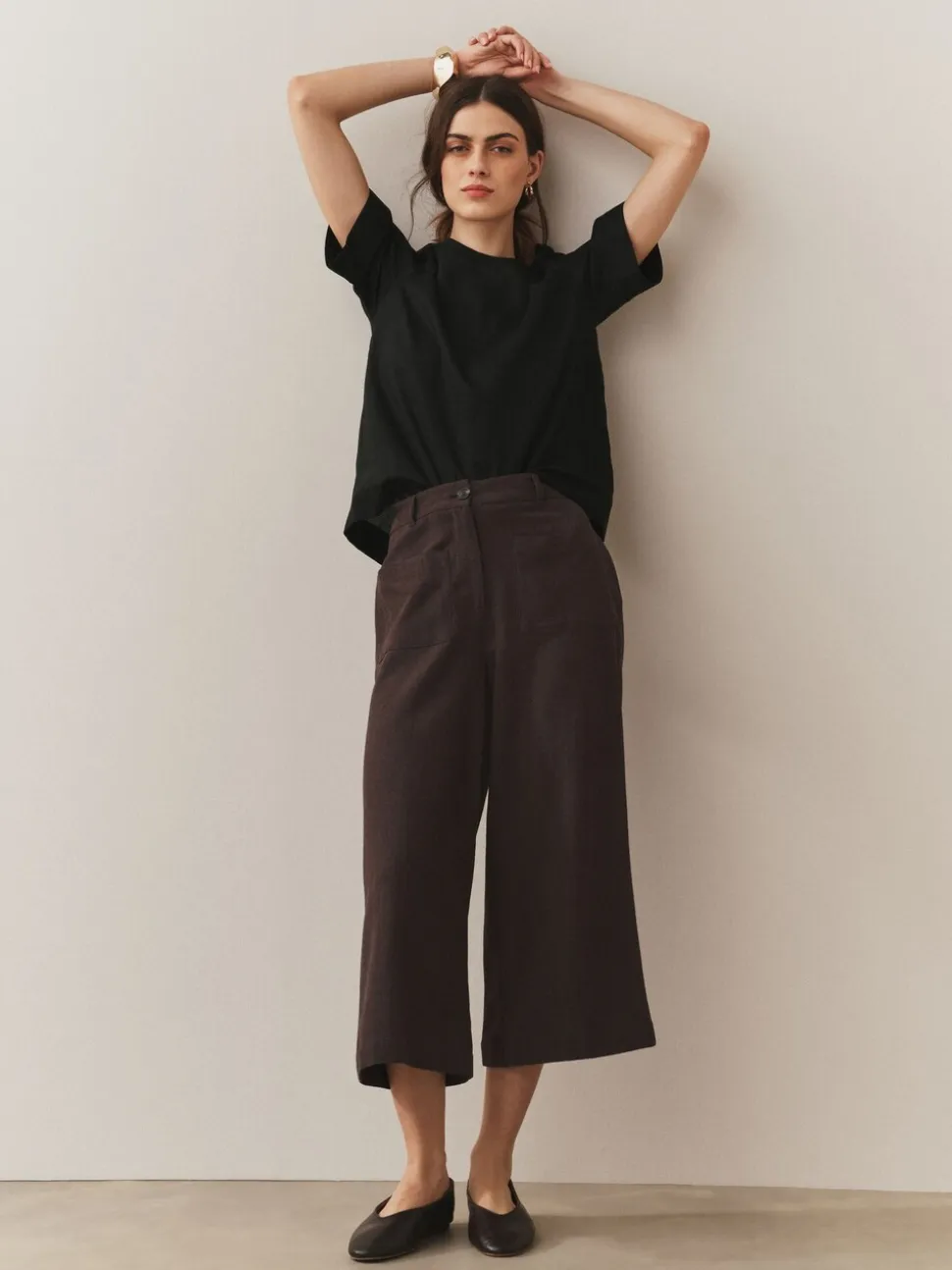 Zwart - T-Shirt With Linen