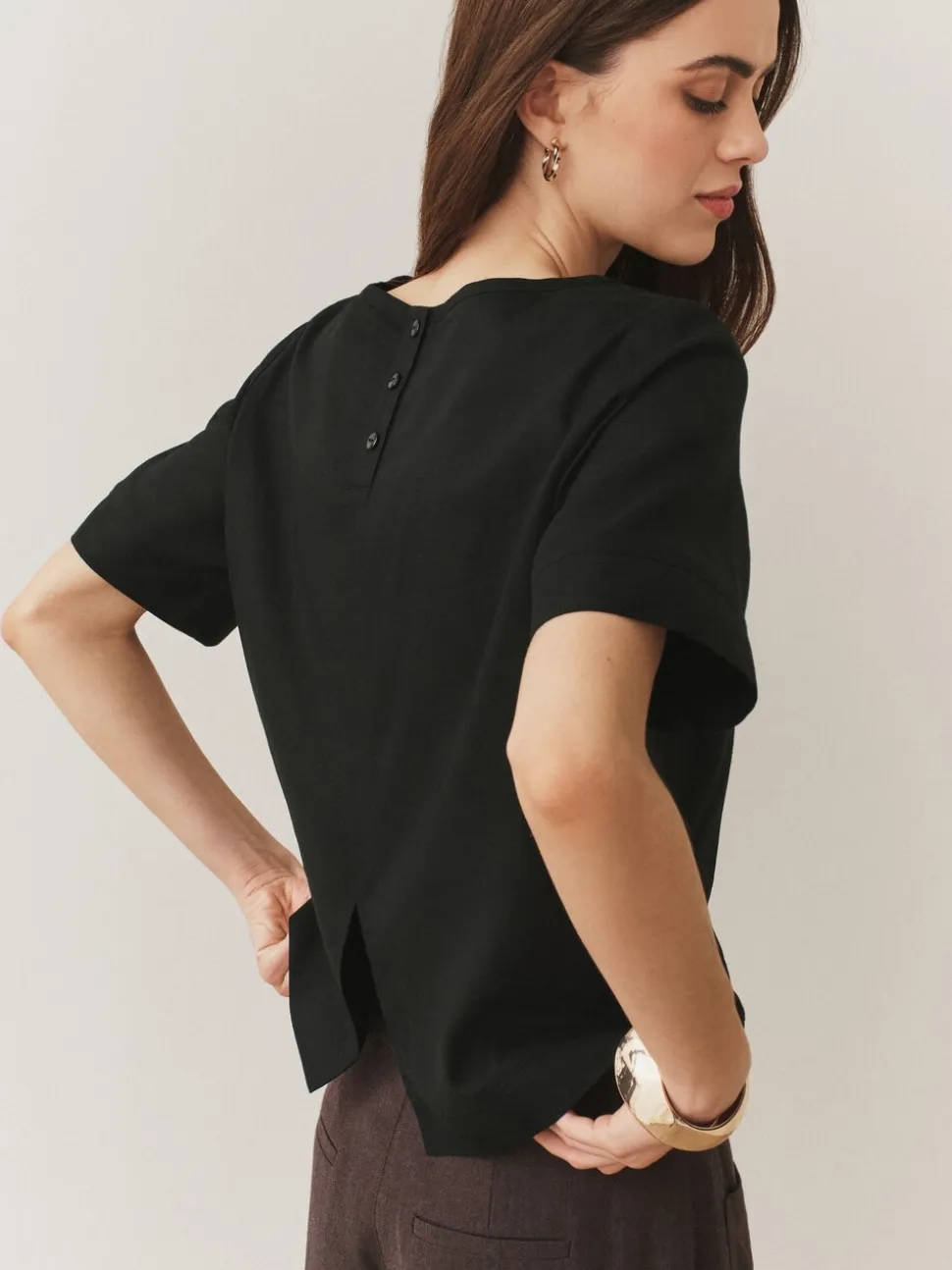 Zwart - T-Shirt With Linen