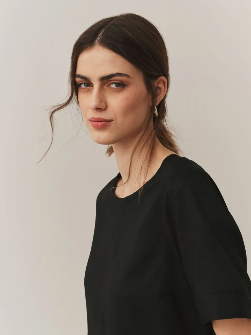 Zwart - T-Shirt With Linen