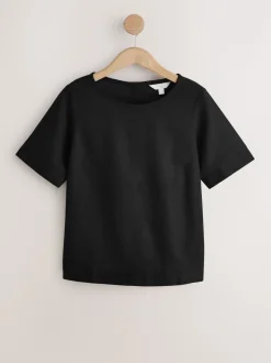 Zwart - T-Shirt With Linen