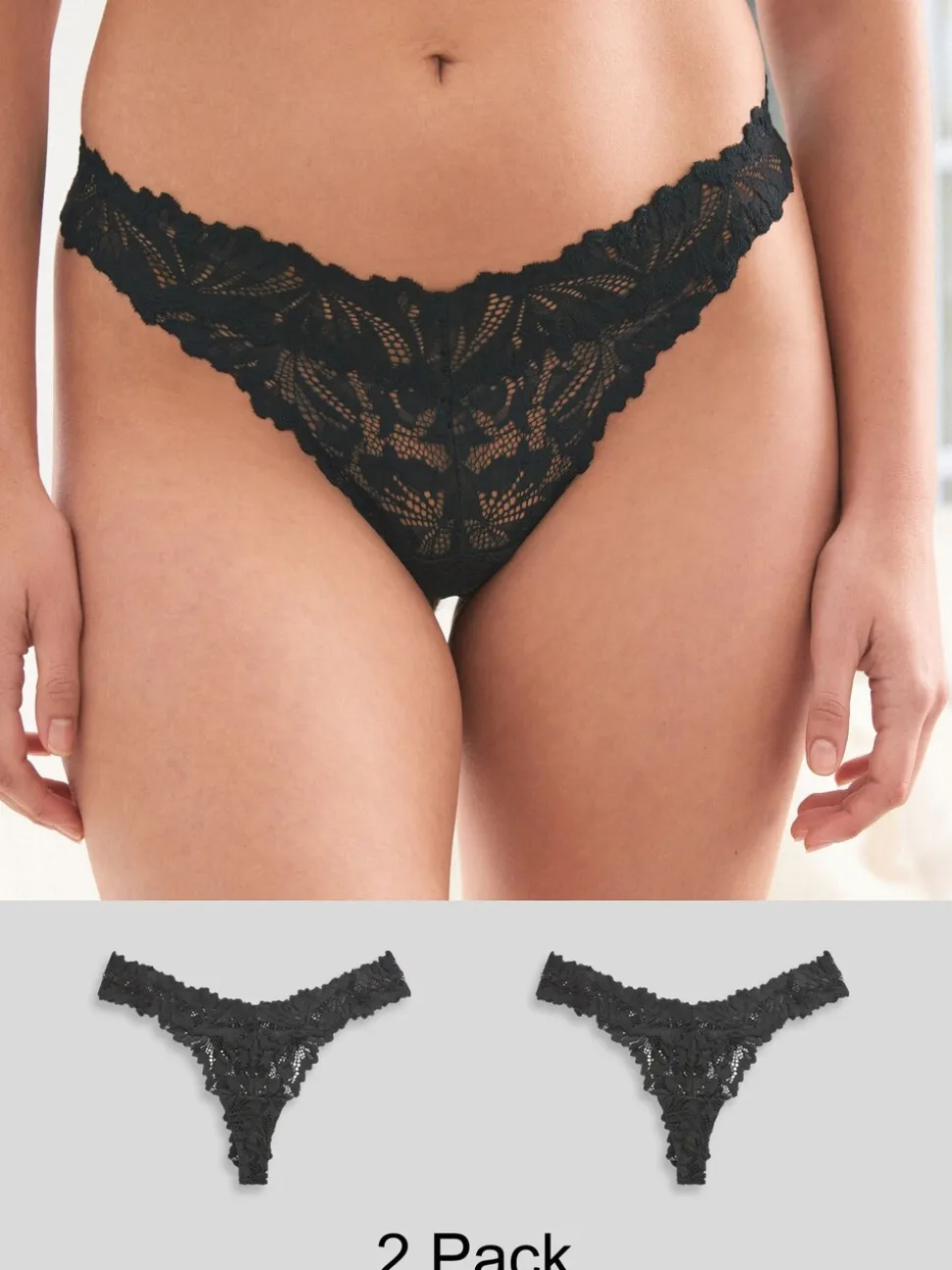 Zwart - Ultimate Comfort kanten slip verpakking van 2