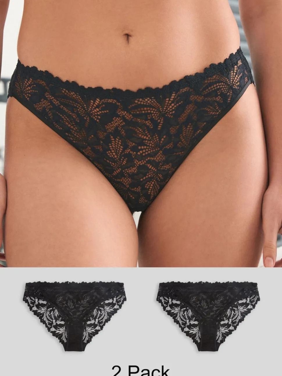 Zwart - Ultimate Comfort kanten slip verpakking van 2
