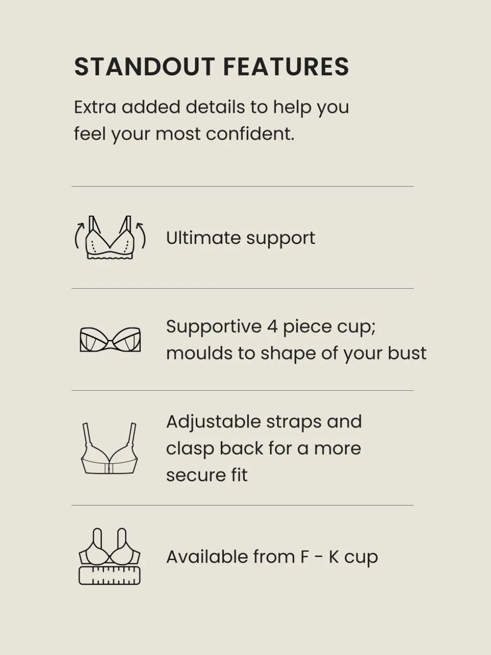 Zwart - Ultimate Support F-K beugel bikinitop