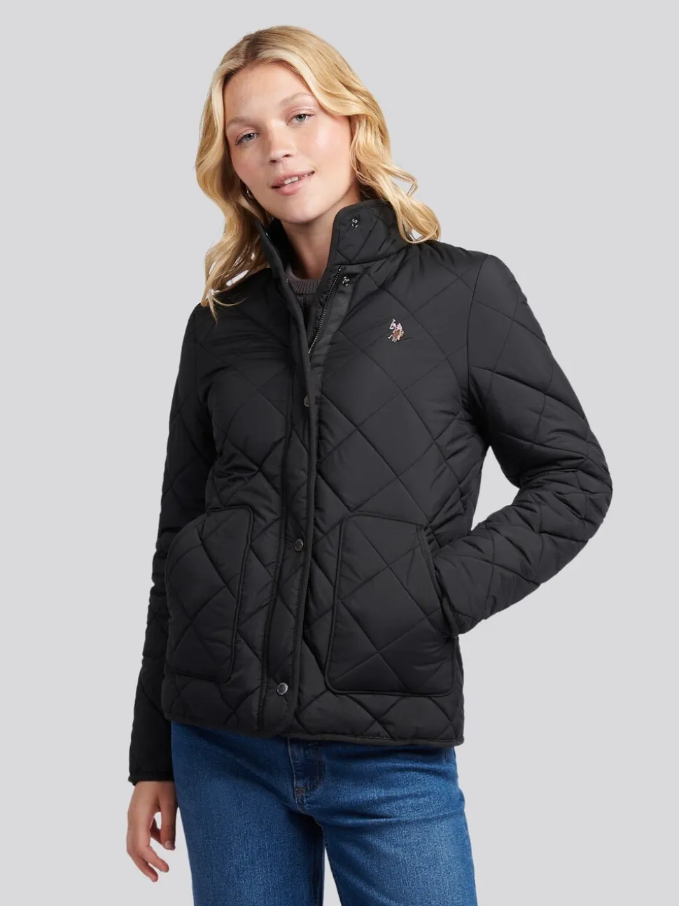 Zwart - U.S. Polo Assn. Lichtgewicht gewatteerd jack