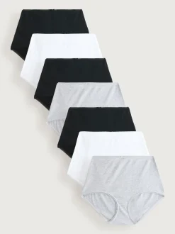 Zwart - Verpakking van 7 geribbelde katoenen slips