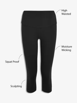 Zwart - Vormgevende caprilegging met buikcorrectie en hoge taille