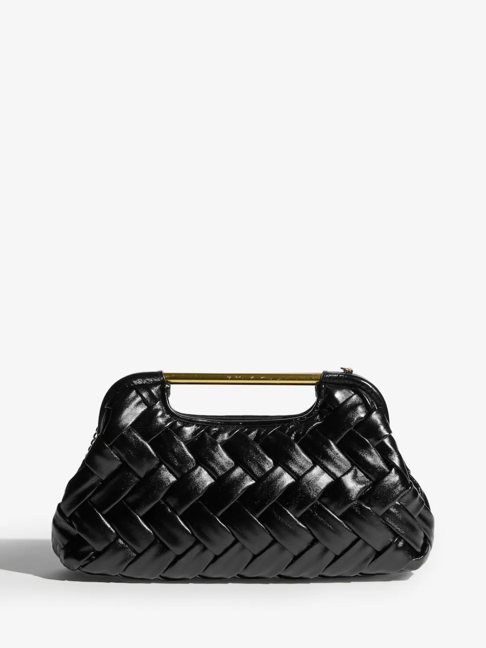 Zwart - Weave Grab Handle Clutch Bag