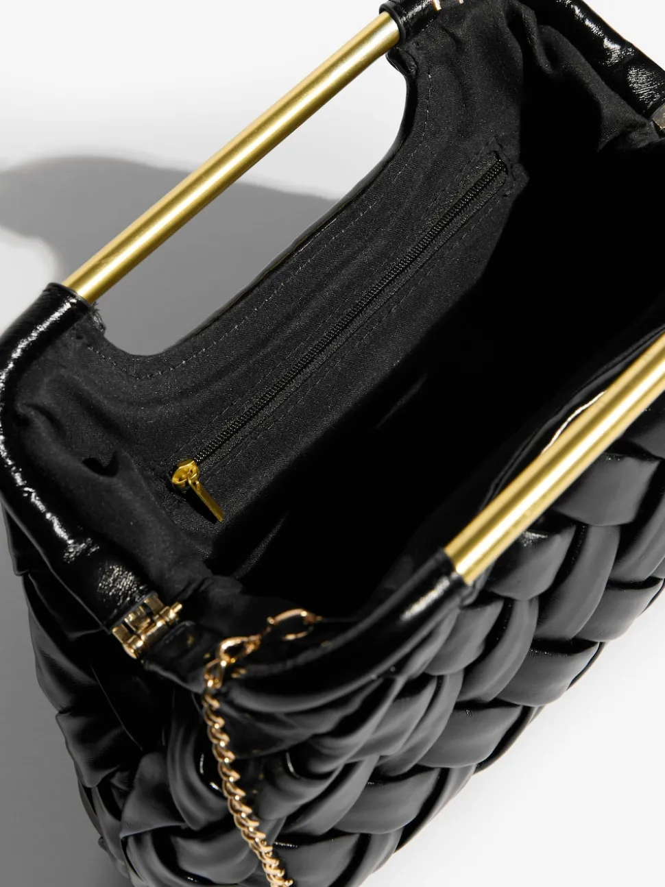 Zwart - Weave Grab Handle Clutch Bag