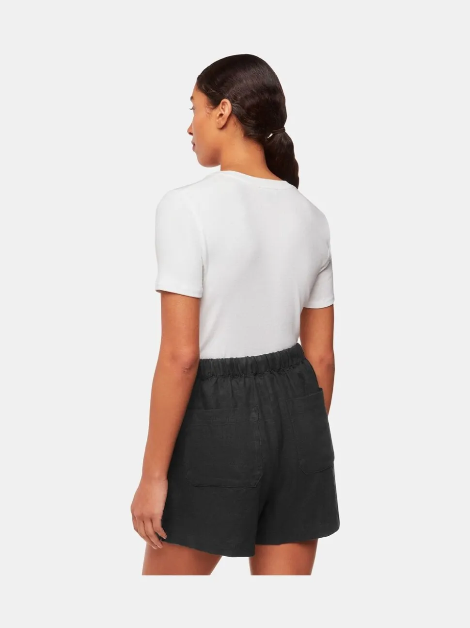 Zwart - Whistles linnen short met elastische tailleband
