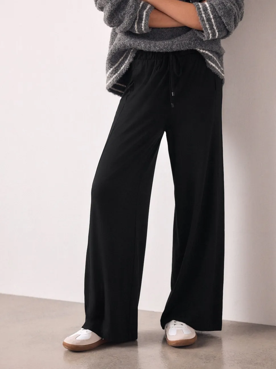 Zwart - Wide Leg Jersey Joggers