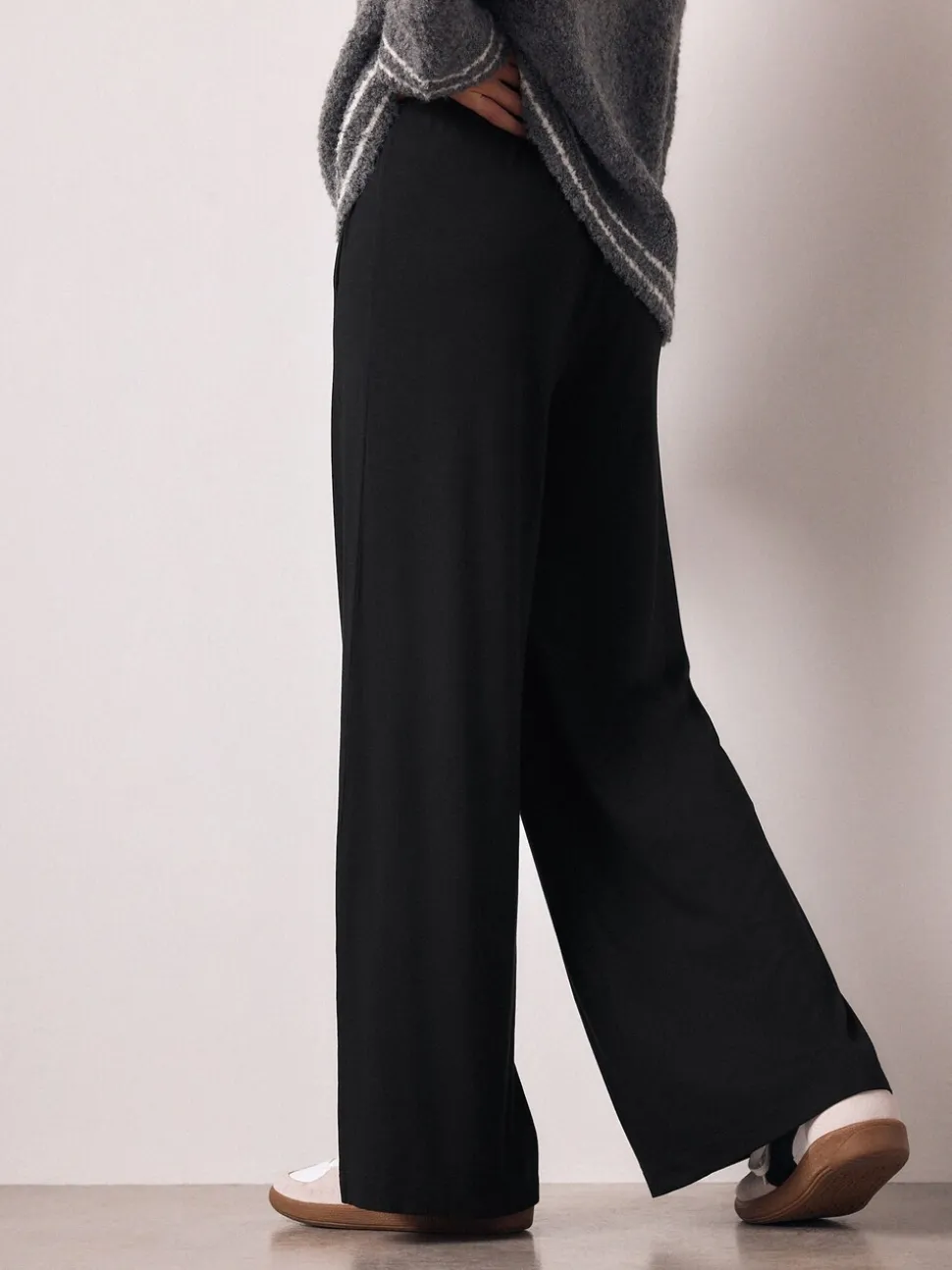 Zwart - Wide Leg Jersey Joggers