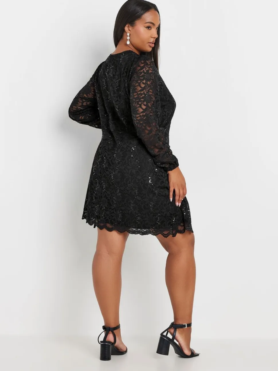 Zwart - Yours - Curve - Kanten midi-jurk