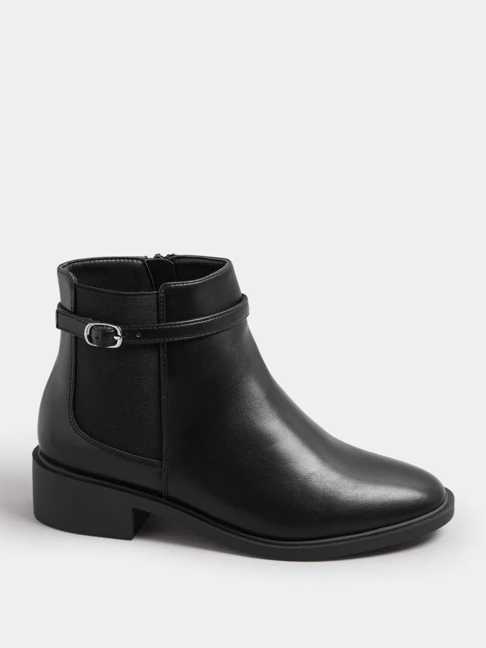 Zwart - Yours Curve Buckle Elastic Boots