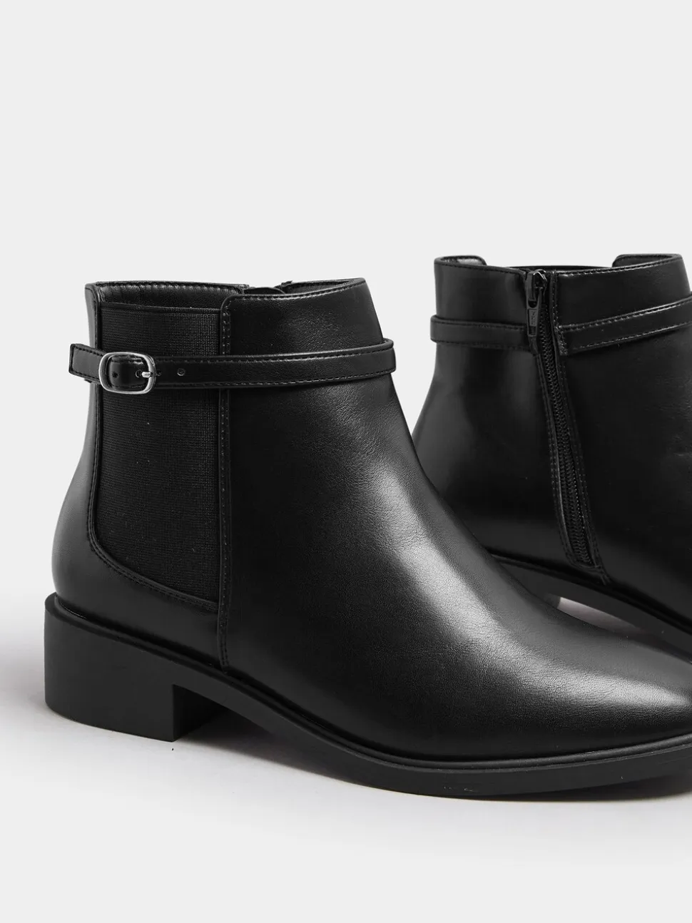 Zwart - Yours Curve Buckle Elastic Boots