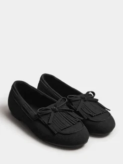 Zwart - Yours Curve Extra Wide Fit Fringe Moccasin Loafers