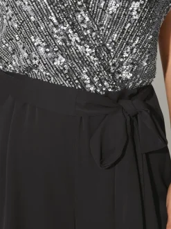 Zwart - Yours Curve London 2-in-1 Jumpsuit met Pailletten