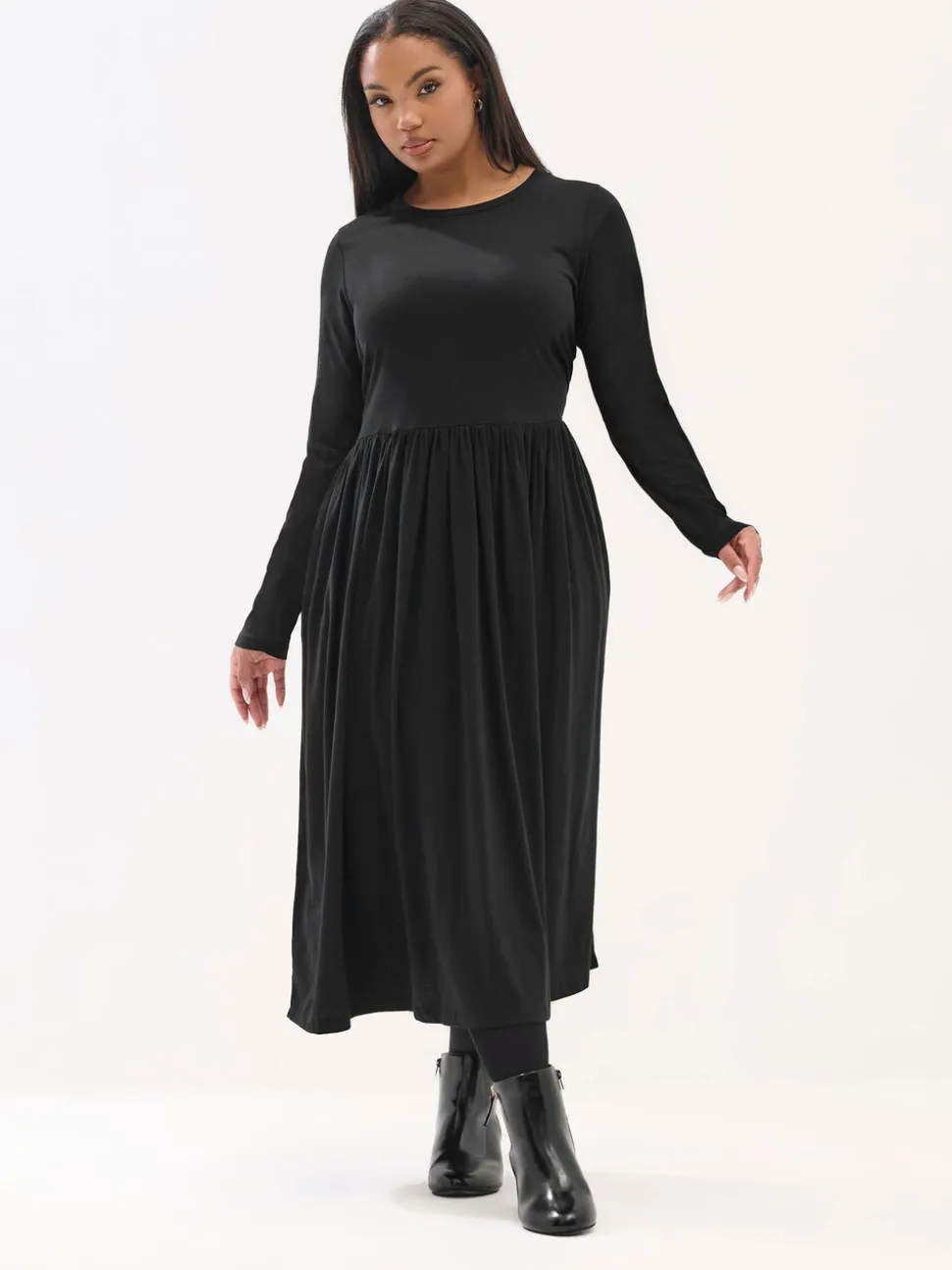 Zwart - Yours Curve Long Sleeve Peplum Midaxi Dress