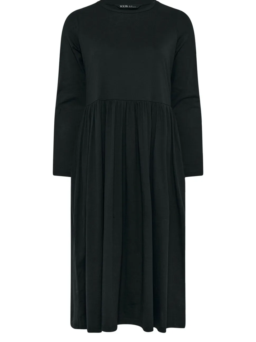 Zwart - Yours Curve Long Sleeve Peplum Midaxi Dress