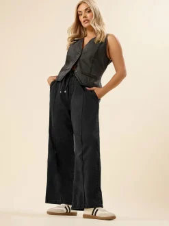 Zwart - Yours Curve Wide Leg Seam Front Jeans