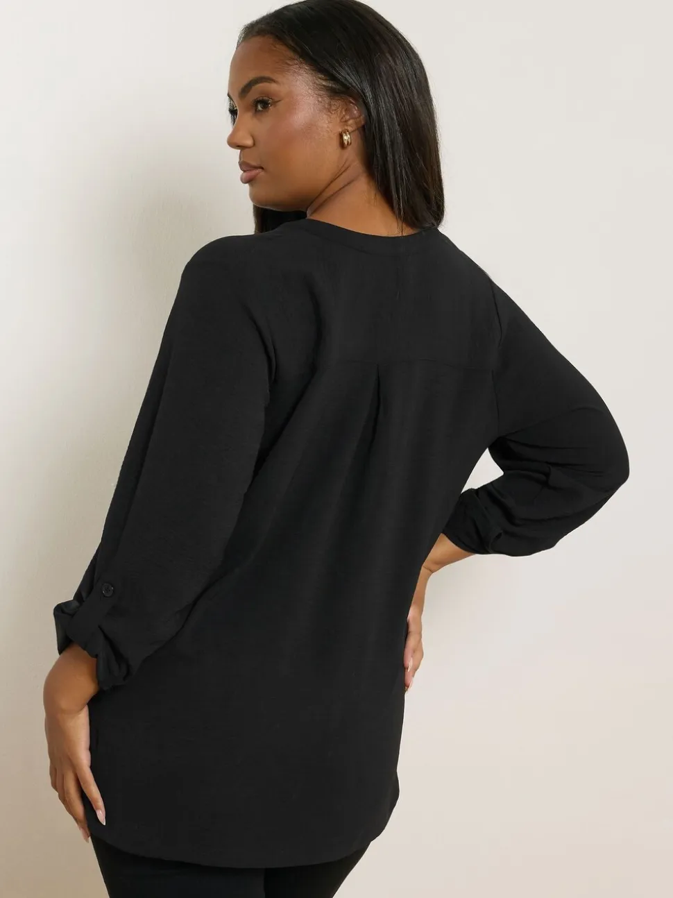 Zwart - Yours Curve Zip Notch Neck Blouse