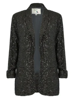 Zwart - Yumi - Blazer met lovertjes en zakken