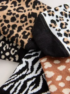 Zwart Animal - 5 Paar sneaker-footsies
