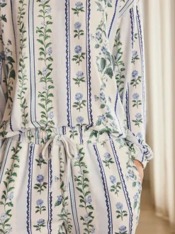 Zwart bloemenprint - Behaaglijke pyjama met lange mouwen