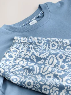 Zwart bloemenprint - Korte katoenen pyjama