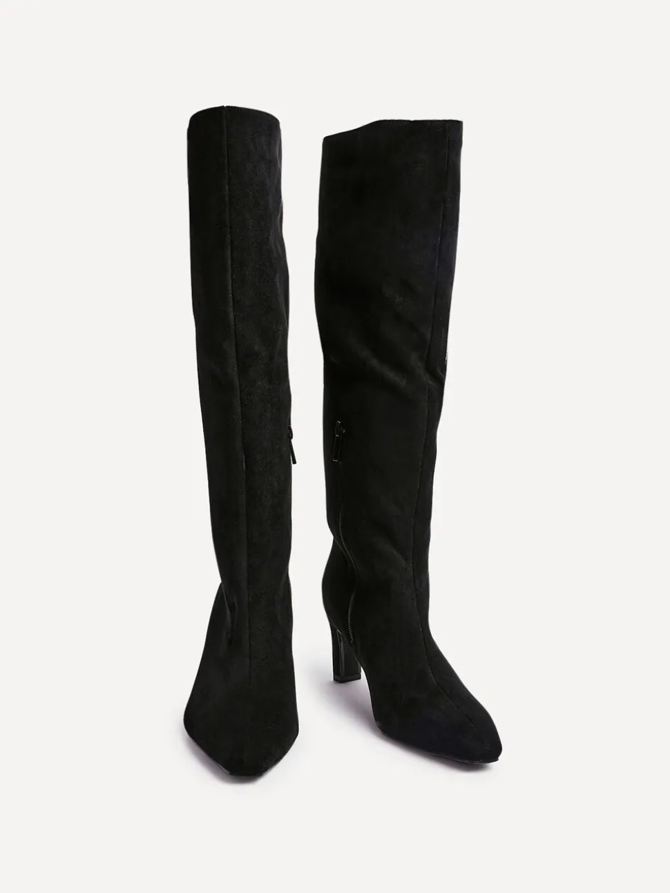 Zwart chroom - Linzi Uptown Slim Block Heel High Leg Boots