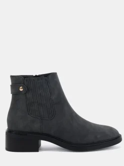 Zwart chroom - Novo Wide Fit Darlina Flat Chelsea Ankle Boots