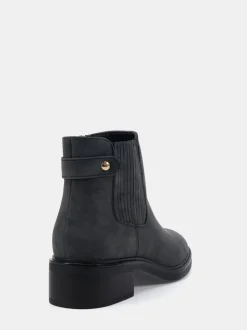 Zwart chroom - Novo Wide Fit Darlina Flat Chelsea Ankle Boots