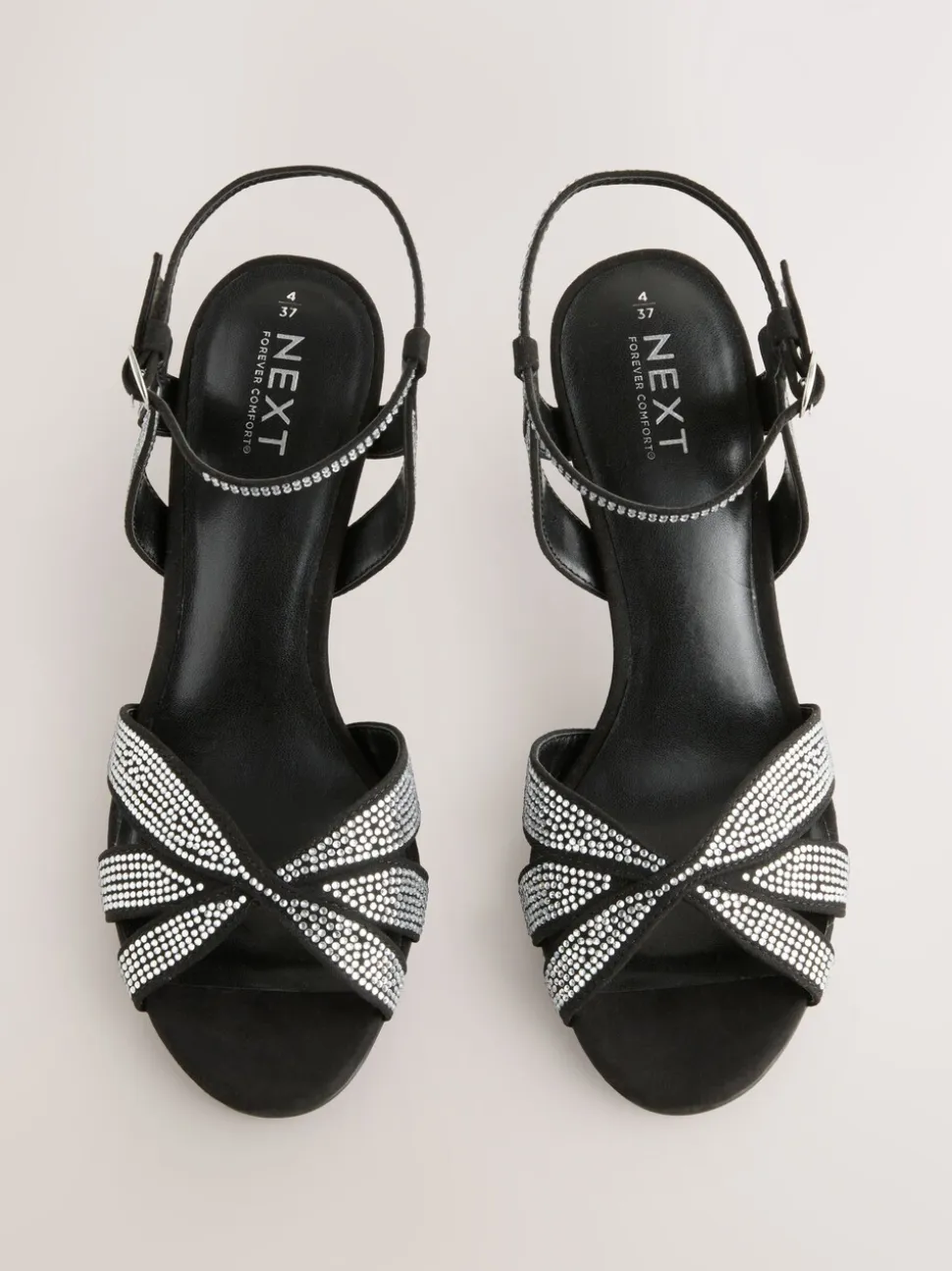 Zwart gelast - Forever Comfort® Leather Lattice Front Heeled Sandals