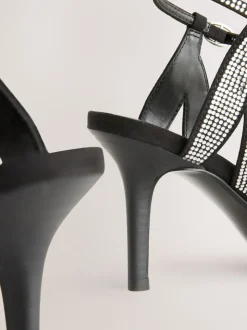 Zwart gelast - Forever Comfort® Leather Lattice Front Heeled Sandals