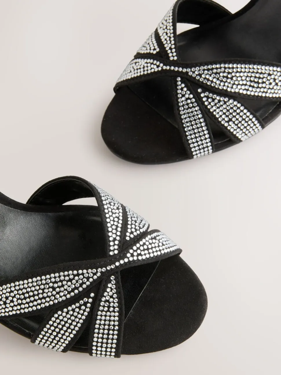 Zwart gelast - Forever Comfort® Leather Lattice Front Heeled Sandals