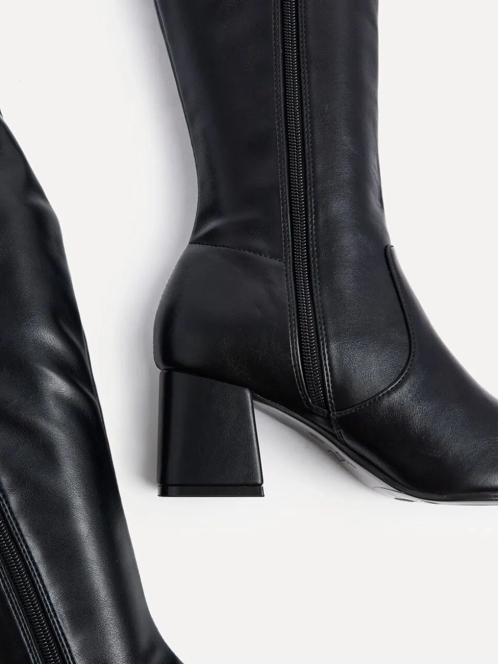 Zwart imitatieleer - Linzi Slate Stretch Knee High Block Heel Boots