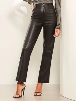 Zwart imitatieleer - Lipsy broek met rechte pijpen