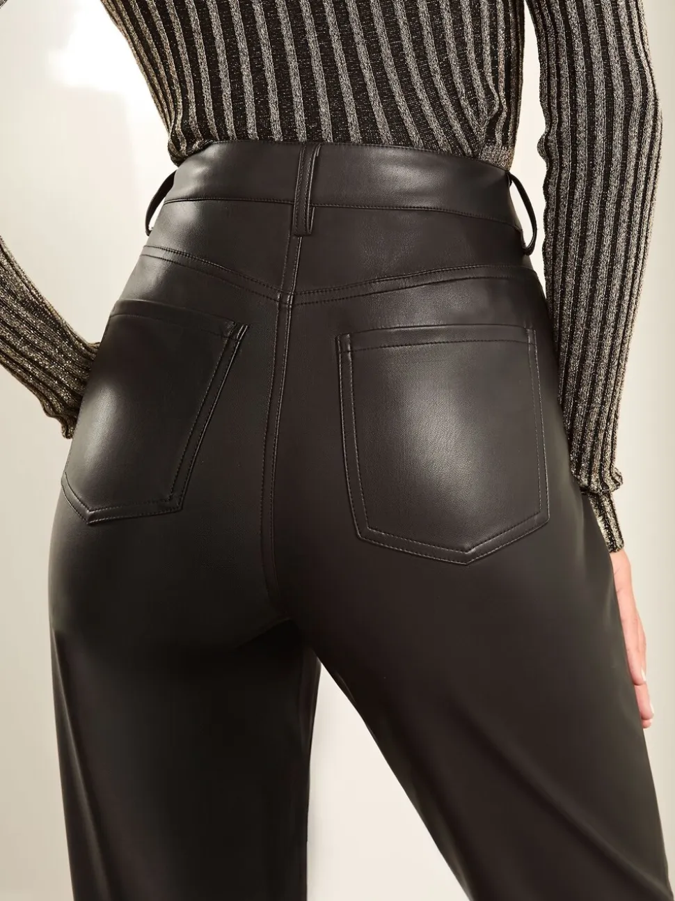 Zwart imitatieleer - Lipsy broek met rechte pijpen