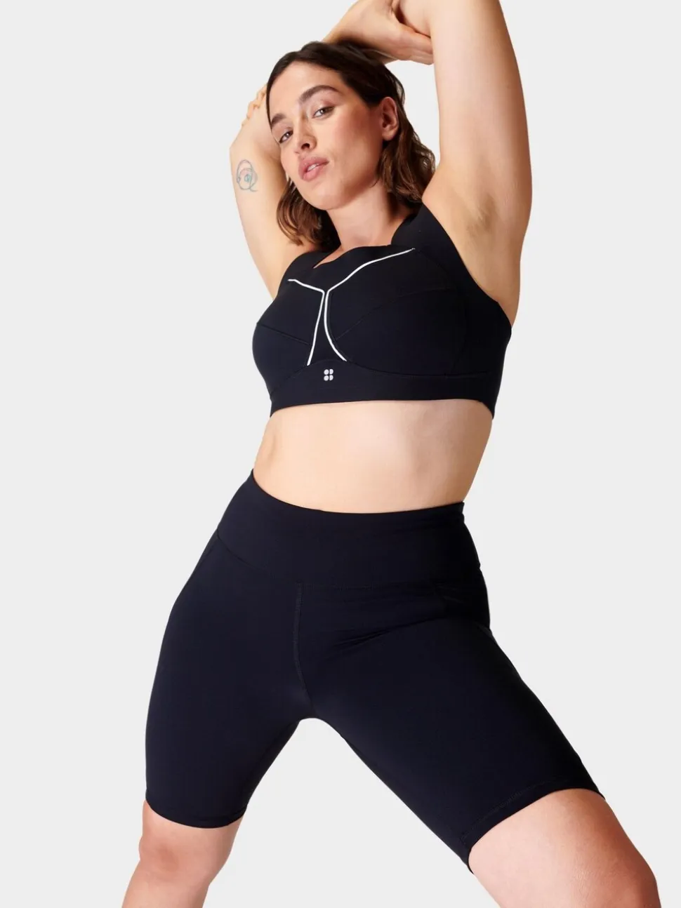 Zwart in lichte wassing - Sweaty Betty Power bikershort van 9"