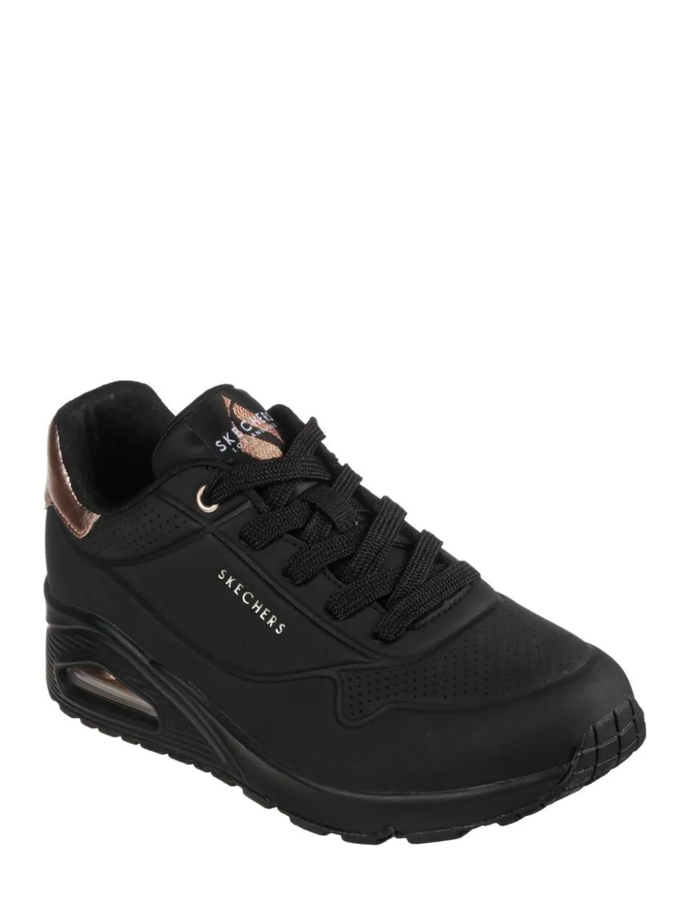 Zwart in lichte wassing - Skechers goudkleurige damessneakers met standaard pasvorm Uno