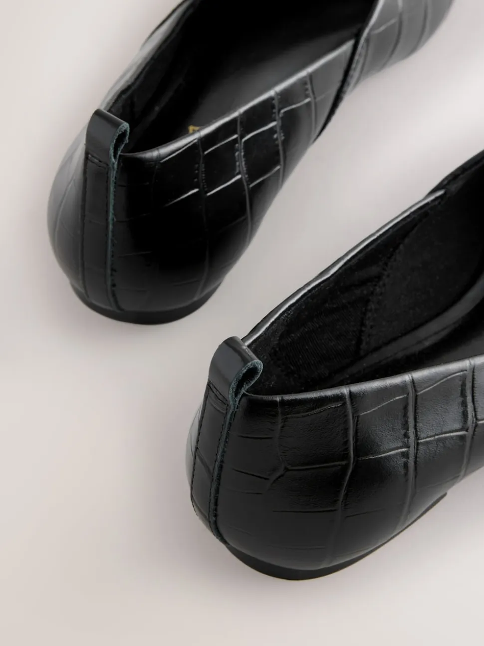 Zwart krokodil-effect - Premium Leather Pointed Toe Ballerinas