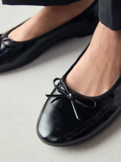 Zwart lak - Ballerina's met ronde neus
